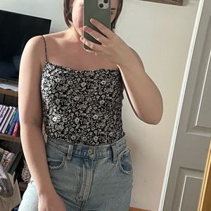 Abercrombie Navy Floral Bodysuit